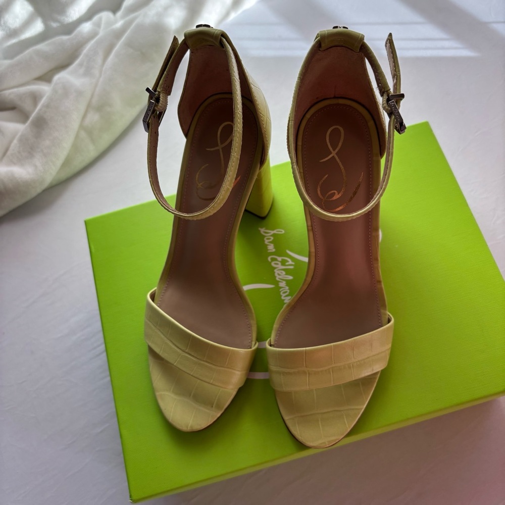 Sam Edelman Yaro Ankle Strap Block Heeled Sandal in Kiwi Size 7.5 - Picture 2 of 12